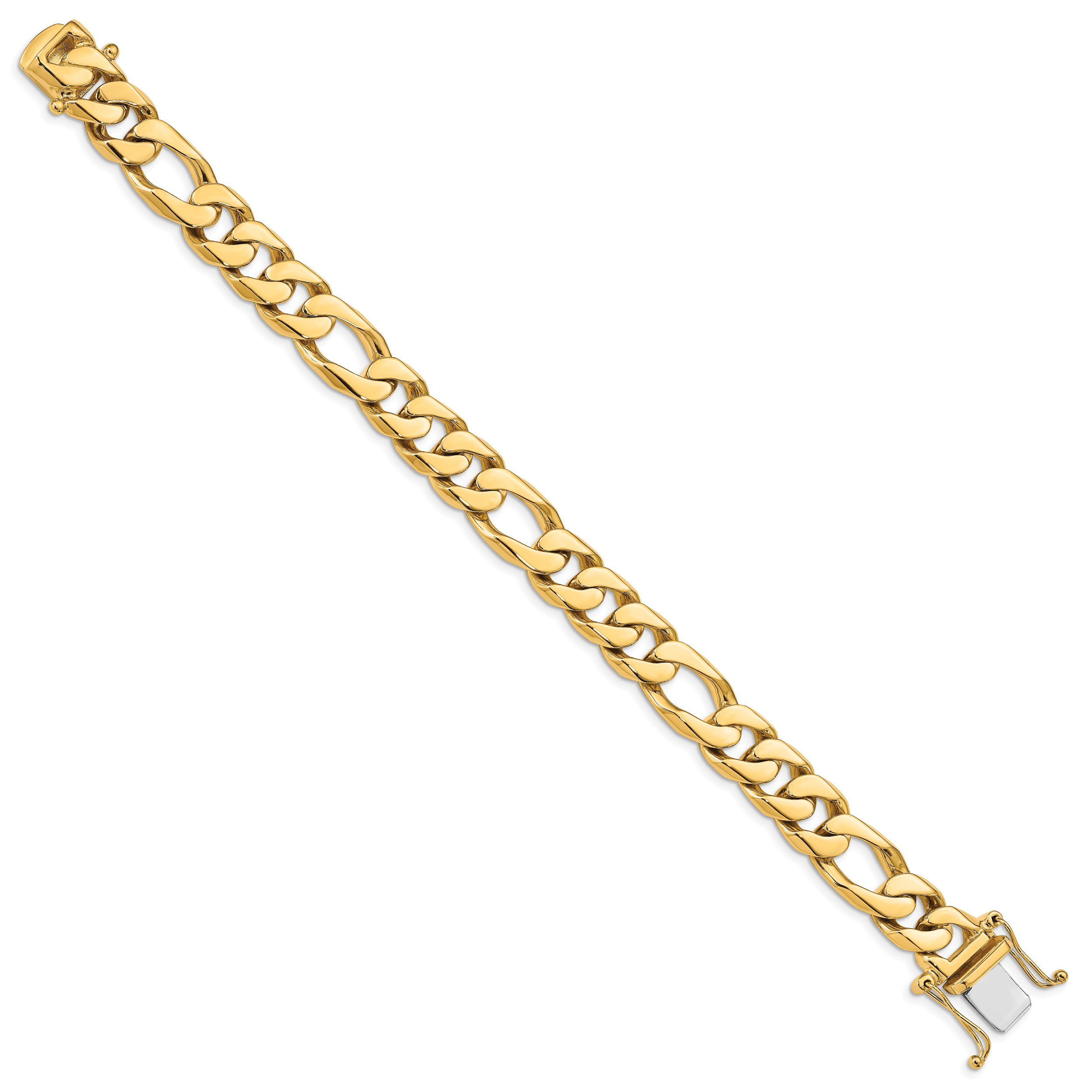 14K 8 inch 10mm Hand Polished Figaro Link with Box Catch Clasp Bracelet Secondary image