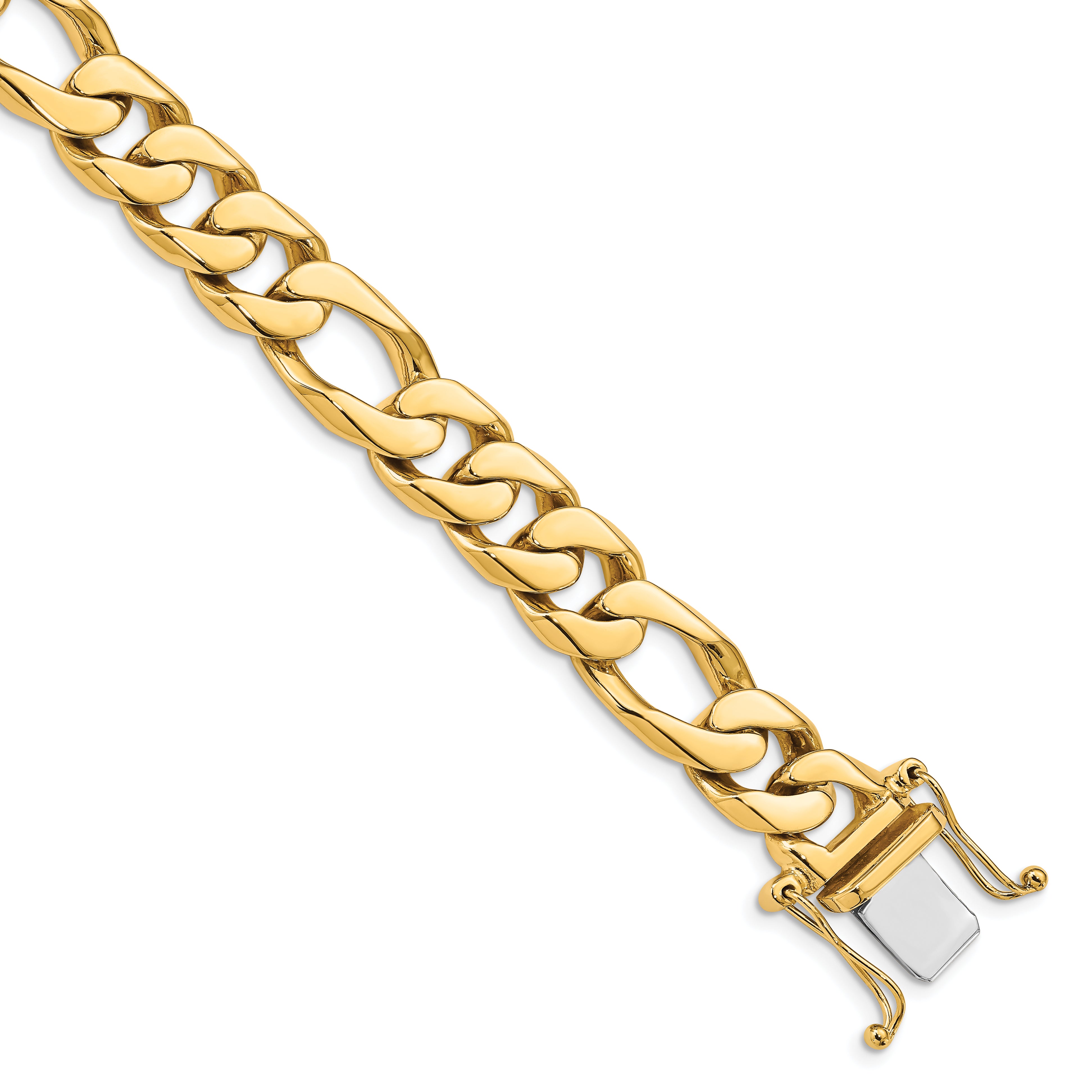 14K 24 inch 10mm Hand Polished Figaro Link with Box Catch Clasp Chain Main image