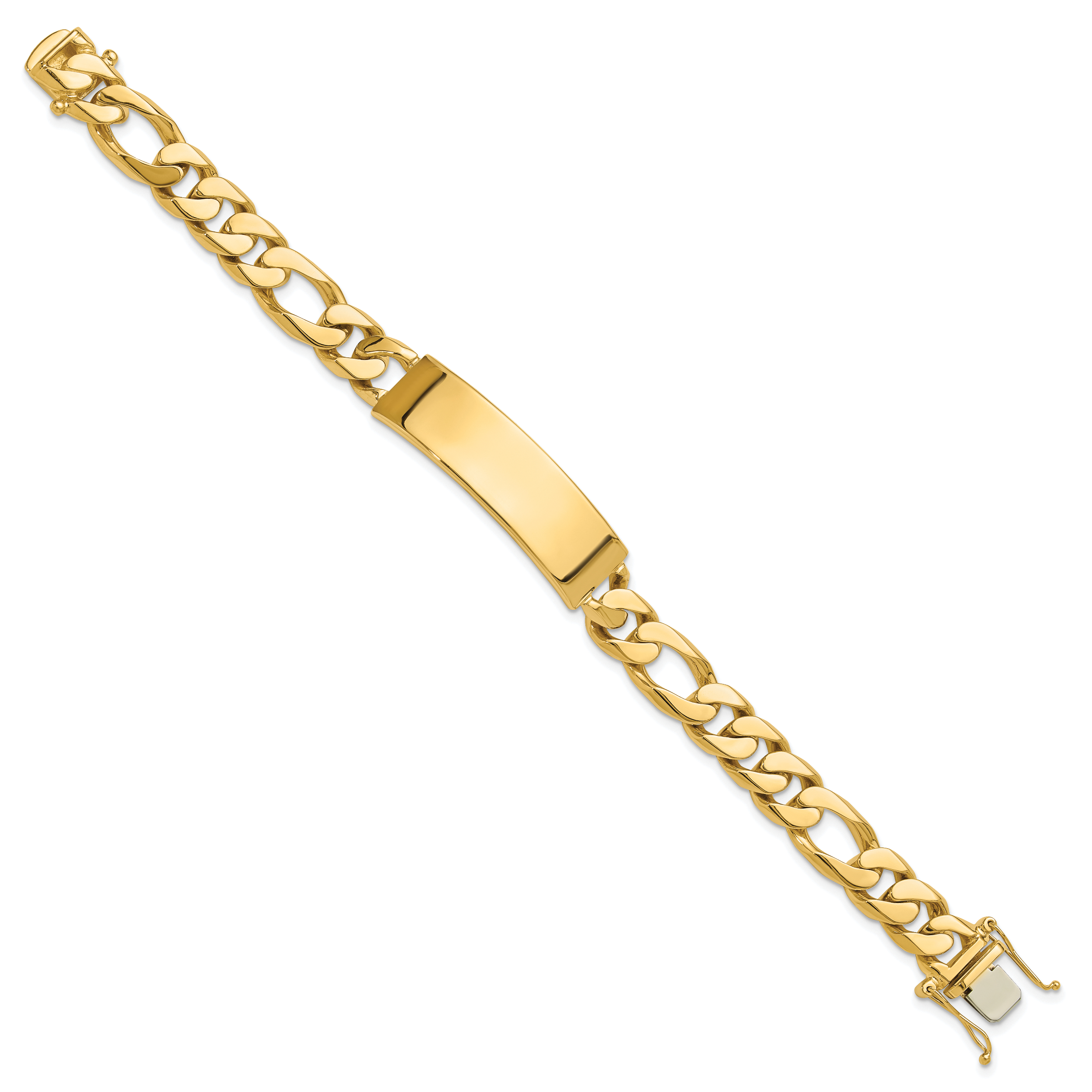 14k Hand-polished Solid Chain/Solid Plate Figaro Link 48x11mm Plate 8.5 inch ID Bracelet Secondary image