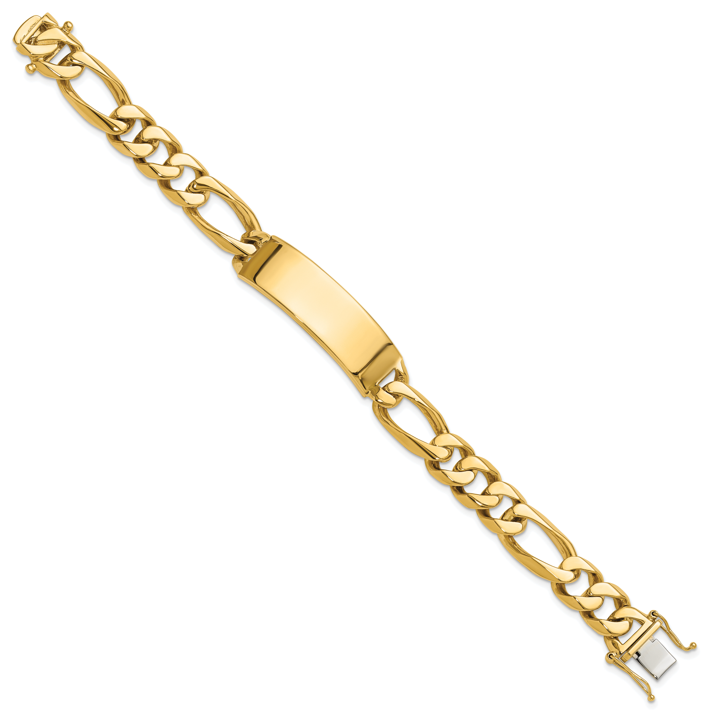14k Hand-polished Solid Chain/Solid Plate Figaro Link 48x15mm Plate 8.5 inch ID Bracelet Secondary image