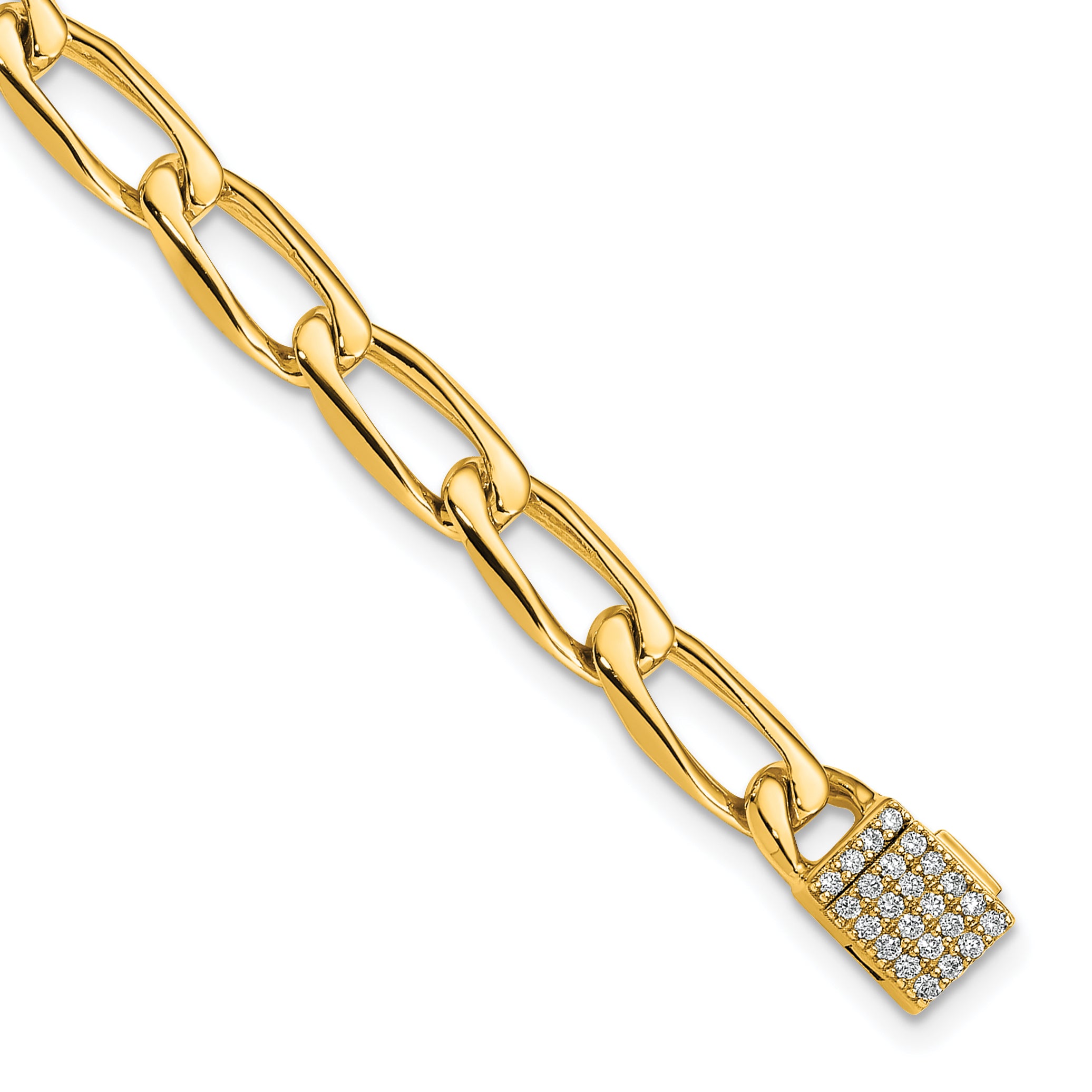 14k 1/3 carat Lab Grown Diamond VS+ F+ 7 inch 5.9mm Hand-Polished Fashion Open Link Bracelet