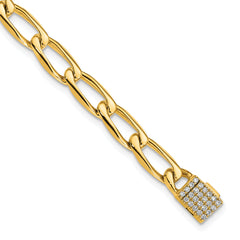 14k 1/3 carat Lab Grown Diamond VS+ F+ 7 inch 5.9mm Hand-Polished Fashion Open Link Bracelet