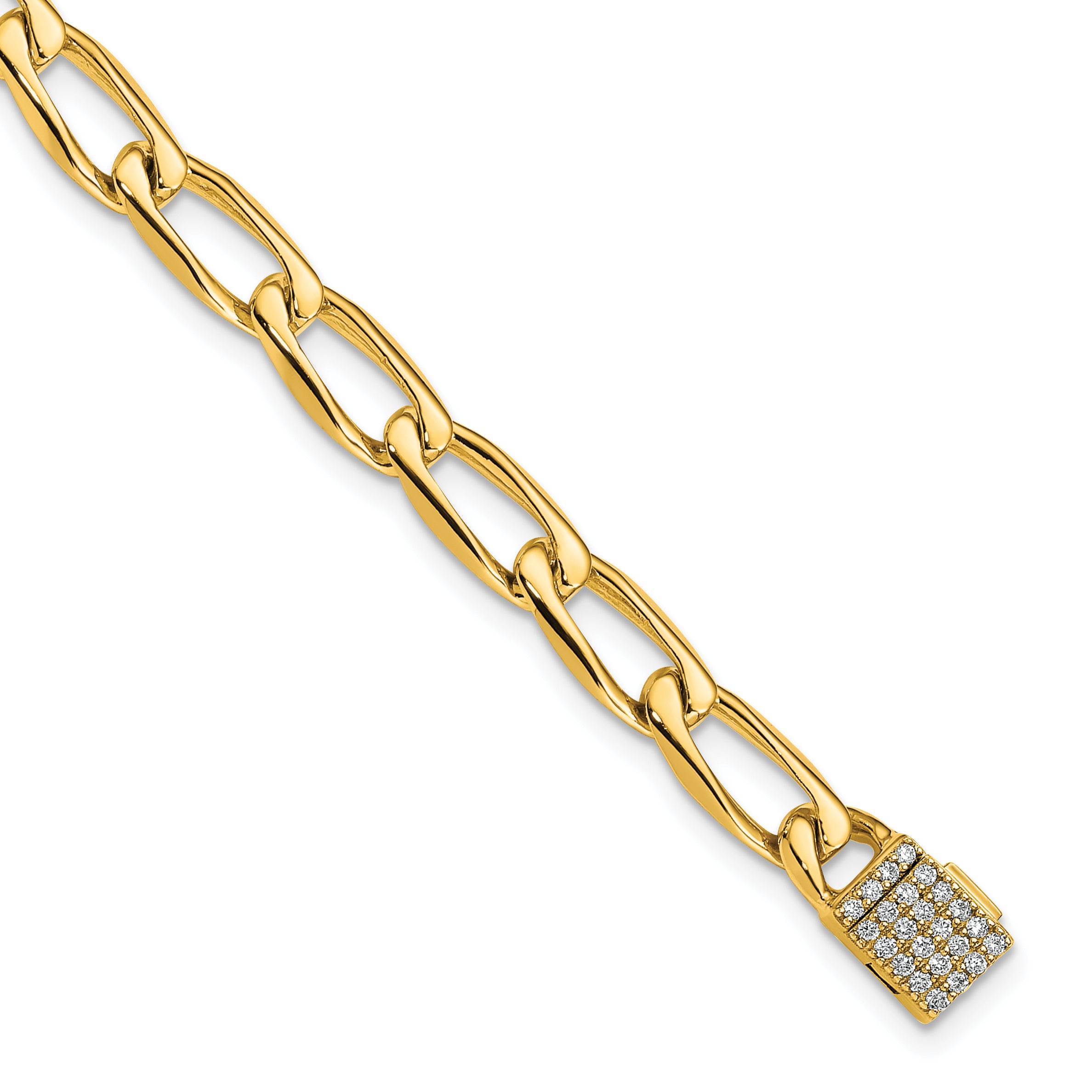 14k 1/3 carat Lab Grown Diamond VS+ F+ 8 inch 5.9mm Hand-Polished Fashion Open Link Bracelet