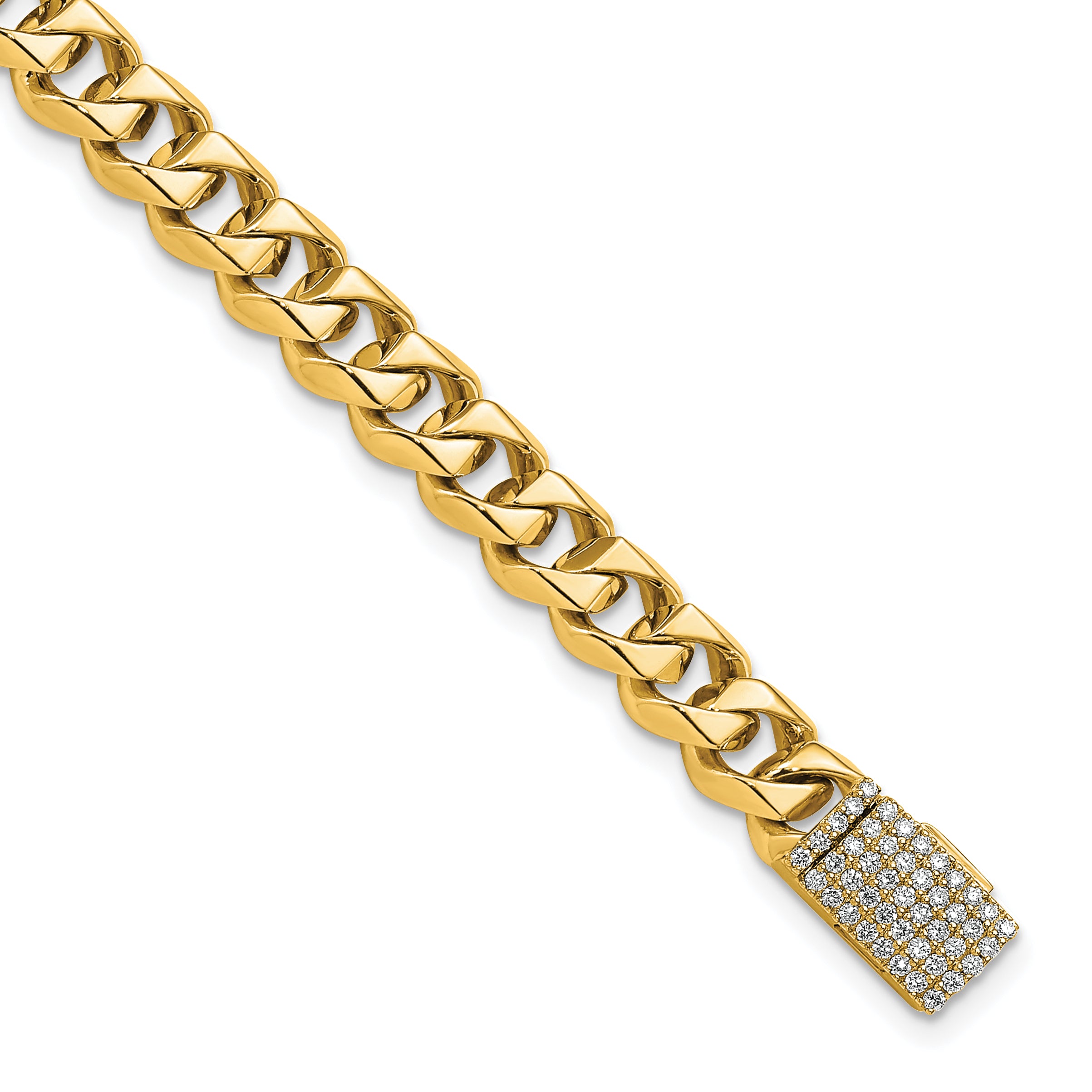 14k 1/2 carat Lab Grown Diamond VS+ F+ 8 inch 7mm Hand-Polished Fashion Link Bracelet