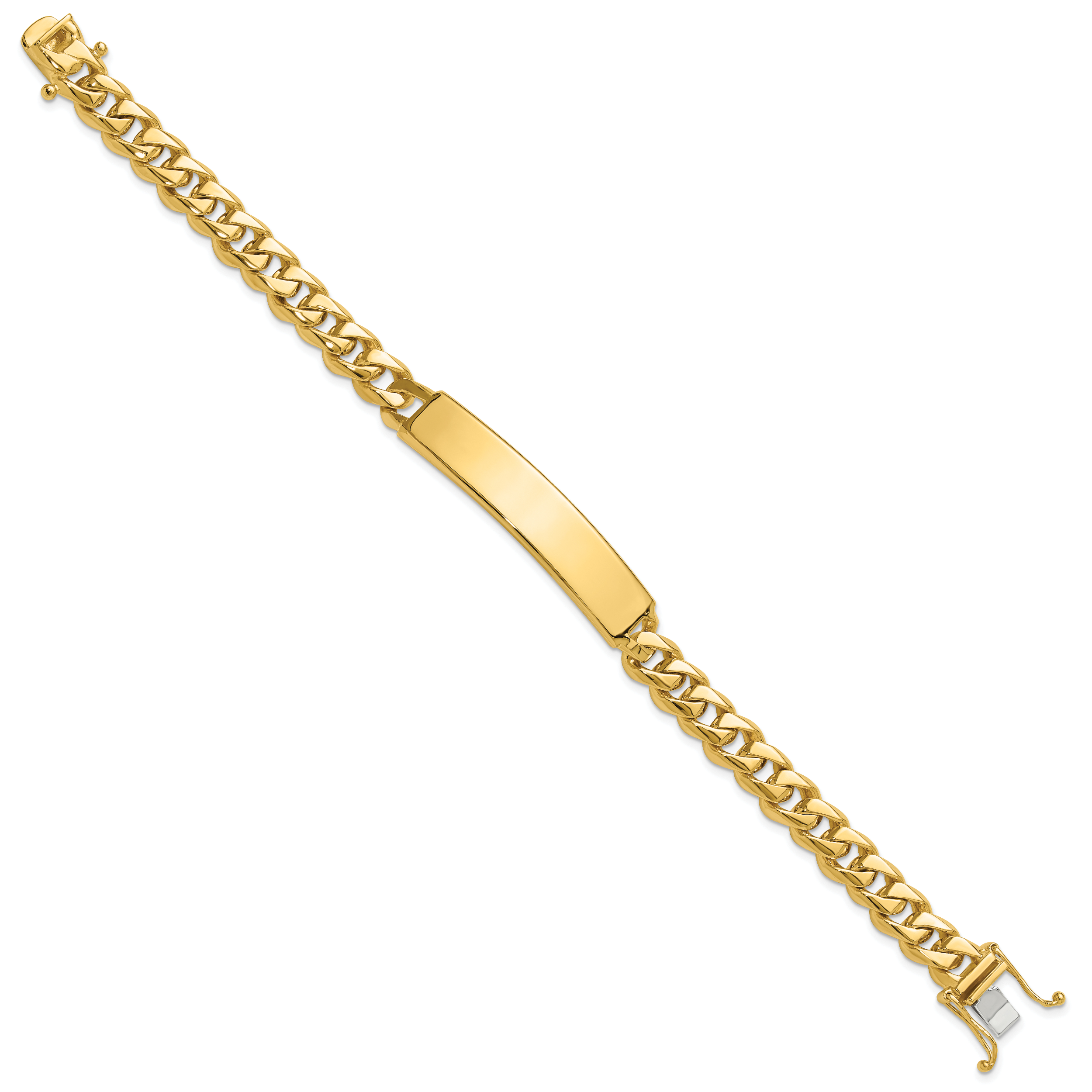 14k Hand-polished Solid Chain/Solid Plate Curb Link 44x9mm Plate 8 inch ID Bracelet Secondary image
