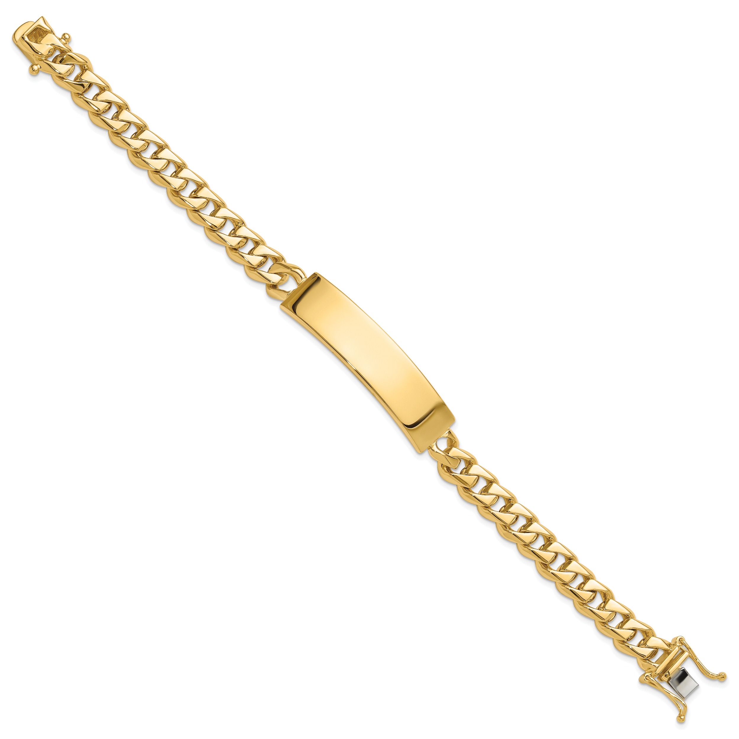 14k Hand-polished Solid Chain/Solid Plate Curb Link 44x12mm Plate 8 inch ID Bracelet Secondary image