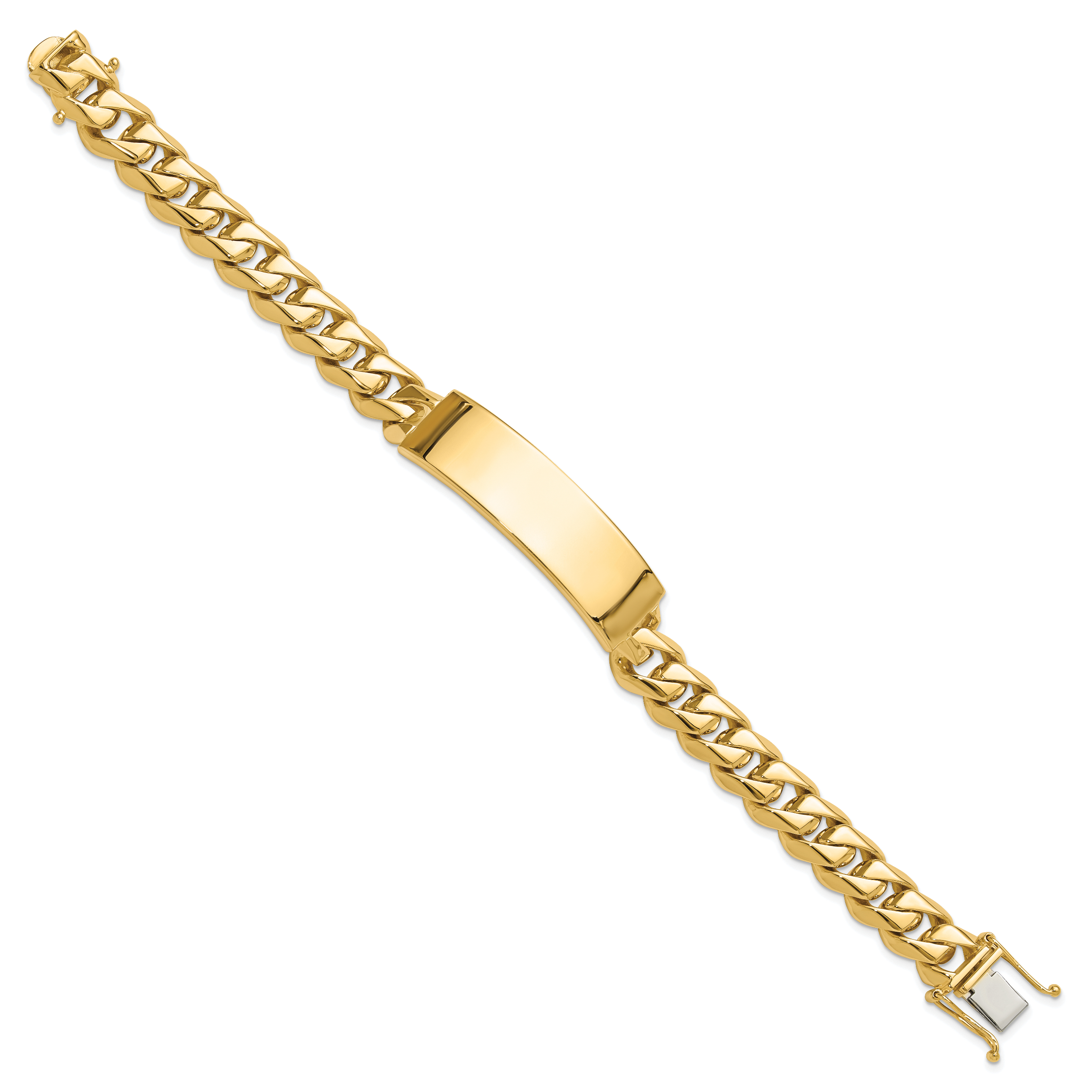 14k Hand-polished Solid Chain/Solid Plate Curb Link 48x14mm Plate 8 inch ID Bracelet Secondary image