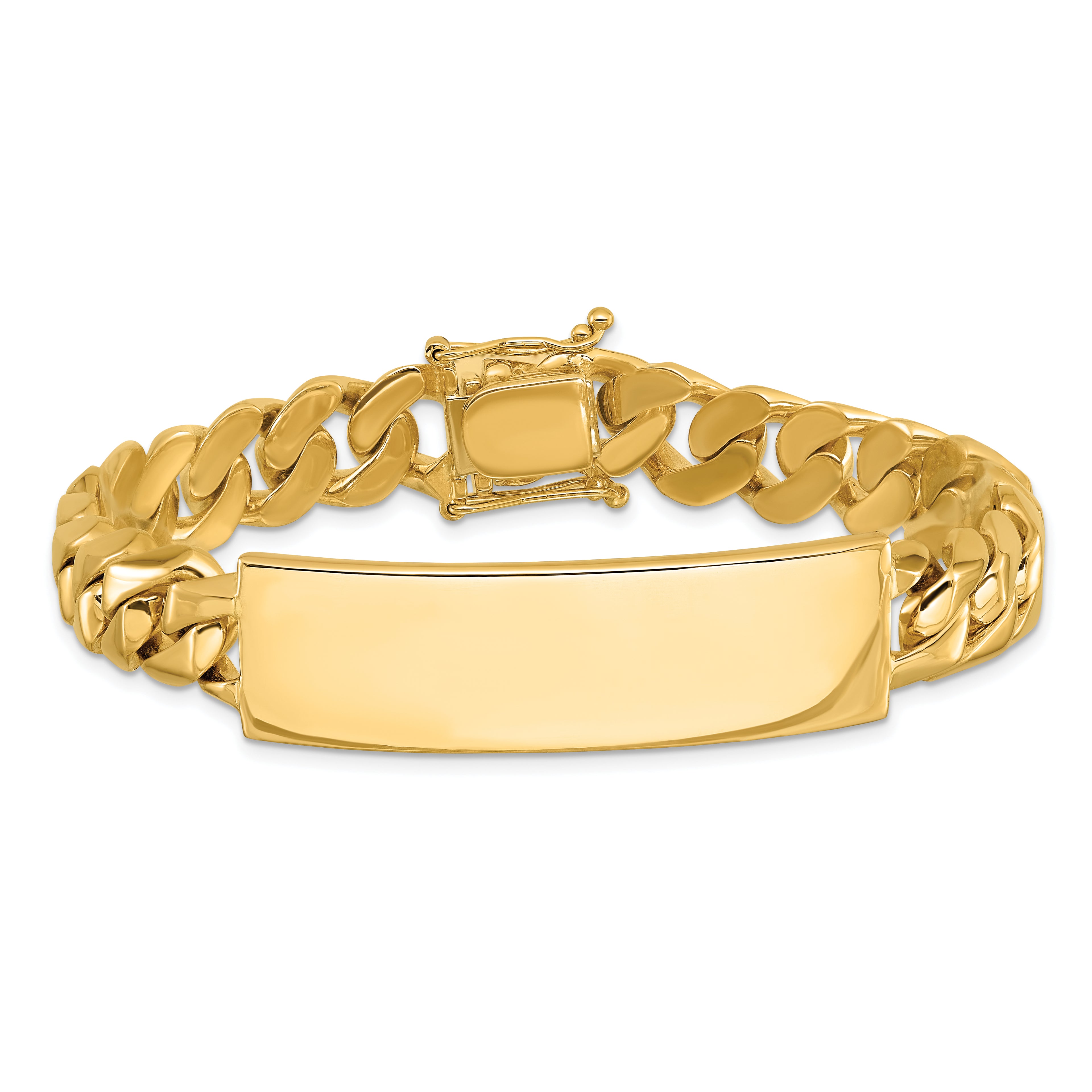14k Hand-polished Solid Chain/Solid Plate Curb Link 48x14mm Plate 8 inch ID Bracelet