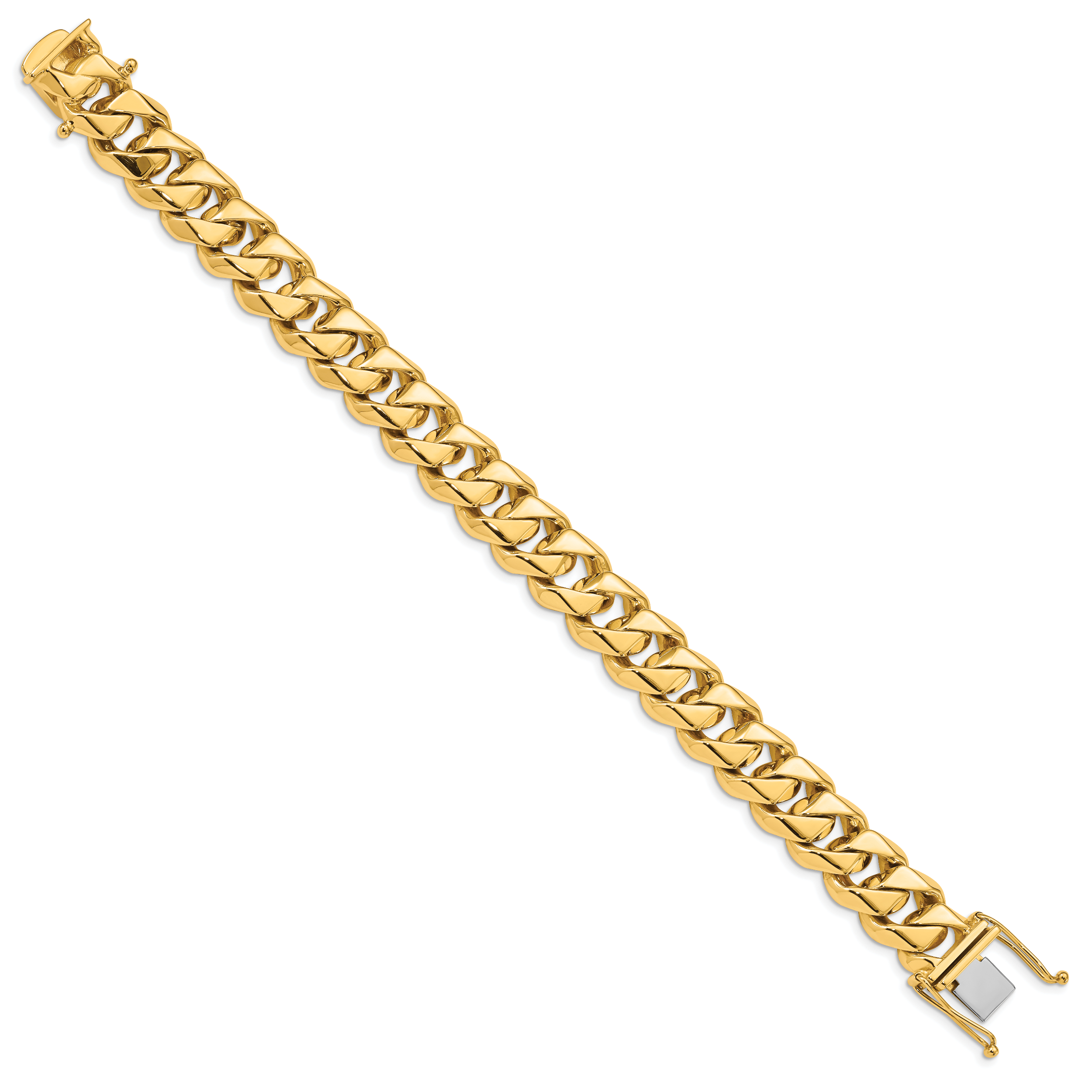 14K 8 inch 14mm Hand Polished Fancy Traditional Link with Box Catch Clasp Bracelet Secondary image