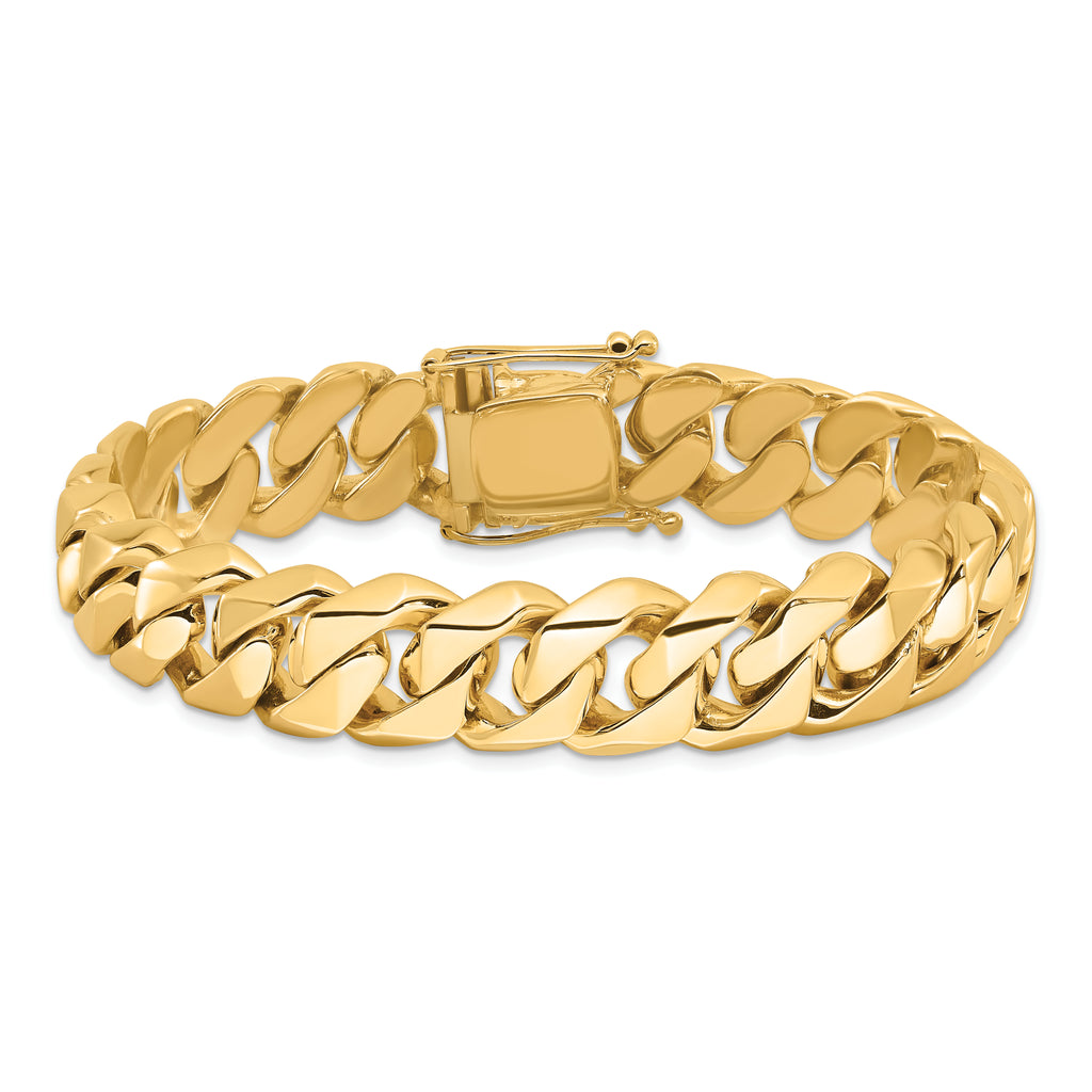 14K 22 inch 14mm Hand Polished Fancy Traditional Link with Box Catch Clasp Chain