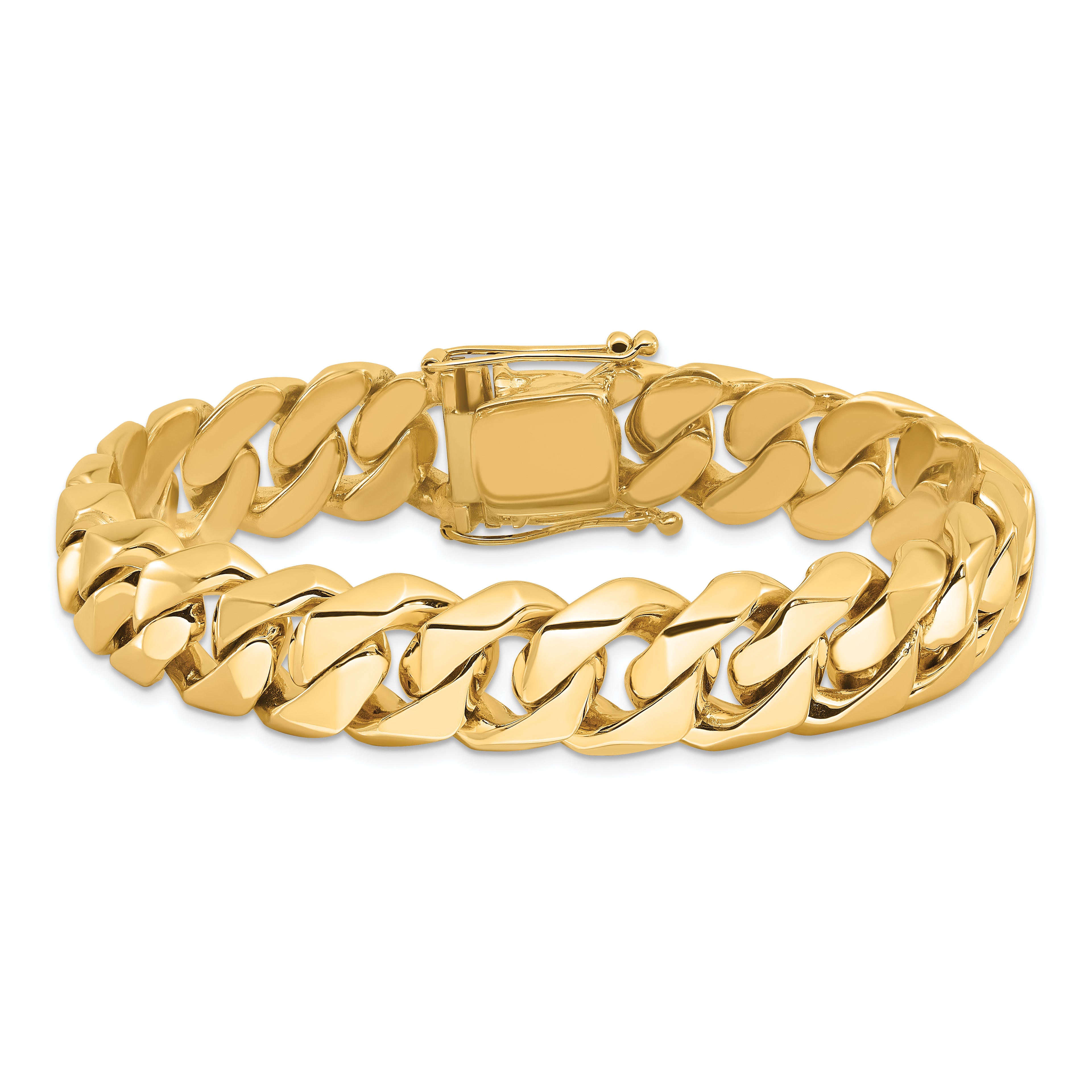 14K 22 inch 14mm Hand Polished Fancy Traditional Link with Box Catch Clasp Chain