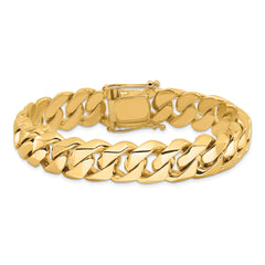 14K 22 inch 14mm Hand Polished Fancy Traditional Link with Box Catch Clasp Chain
