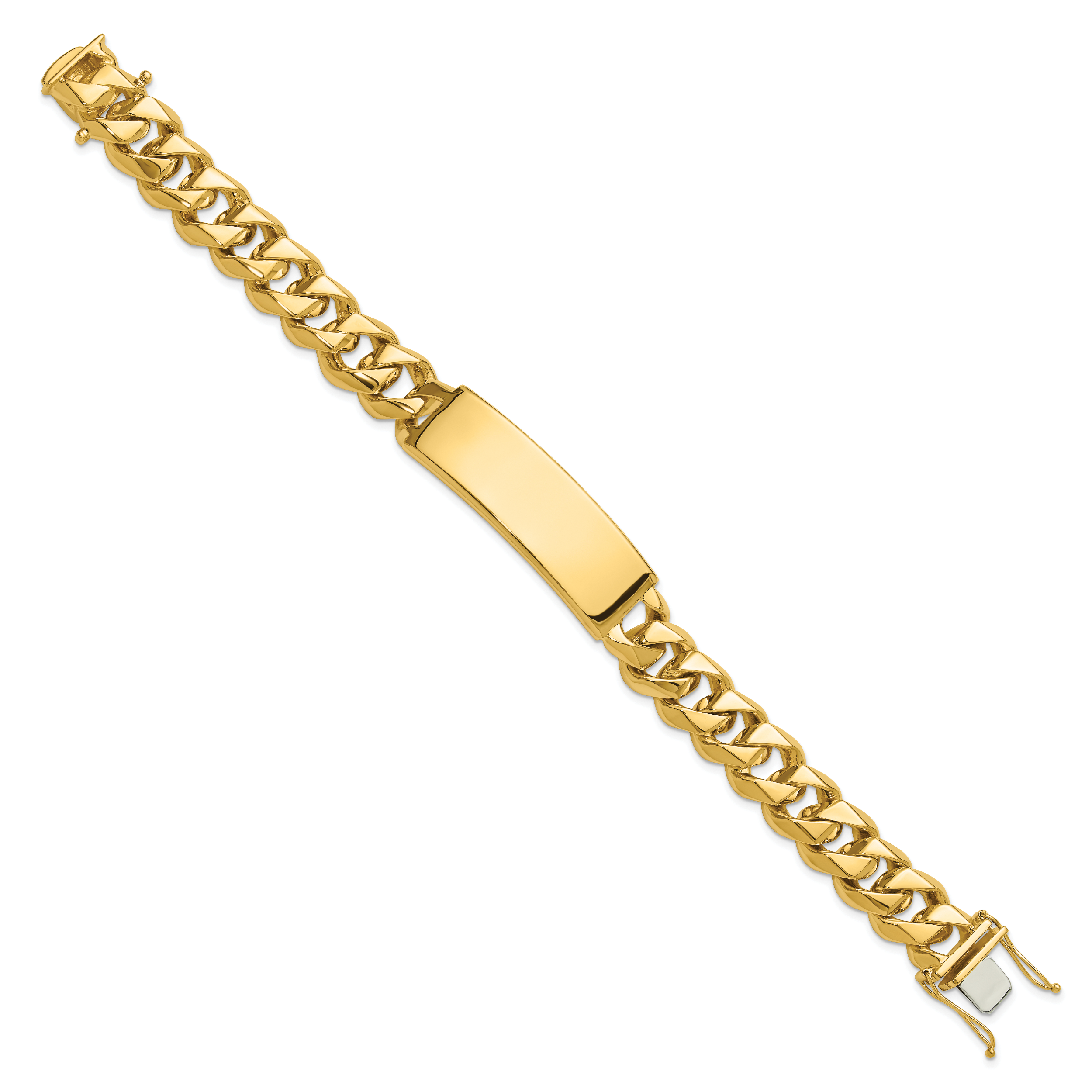 14k Hand-polished Solid Chain/Solid Plate Curb Link 48x15mm Plate 8.5 inch ID Bracelet Secondary image
