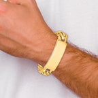14k Hand-polished Solid Chain/Solid Plate Heavy Curb Link 48x18mm Plate 8.5 inch ID Bracelet