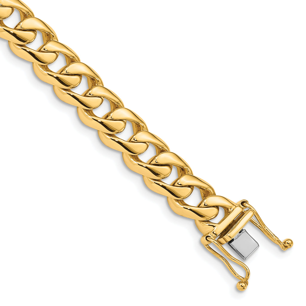 14K 20 inch 8.4mm Hand Polished Rounded Curb Link with Box Catch Clasp Chain