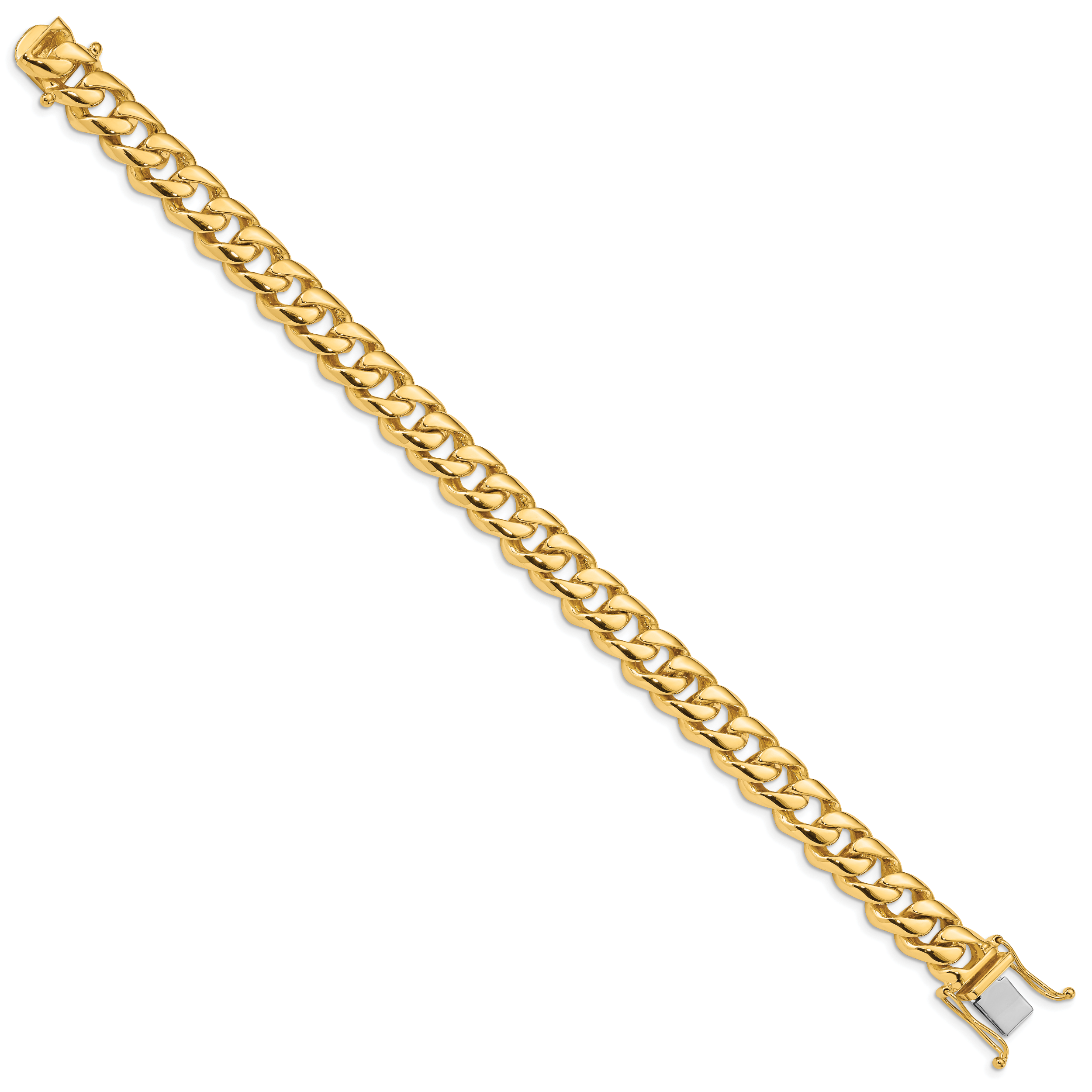 14K 8 inch 9.6mm Hand Polished Rounded Curb Link with Box Catch Clasp Bracelet Secondary image