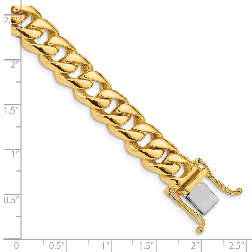 14K 8 inch 9.6mm Hand Polished Rounded Curb Link with Box Catch Clasp Bracelet
