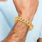 14K 22 inch 13.4mm Hand Polished Rounded Curb Link with Box Catch Clasp Chain