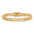 14K 8 inch 7.5mm Hand Polished Flat Beveled Curb Link with Box Catch Clasp Bracelet