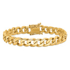 14K 22 inch 9.7mm Hand Polished Flat Beveled Curb Link with Box Catch Clasp Chain