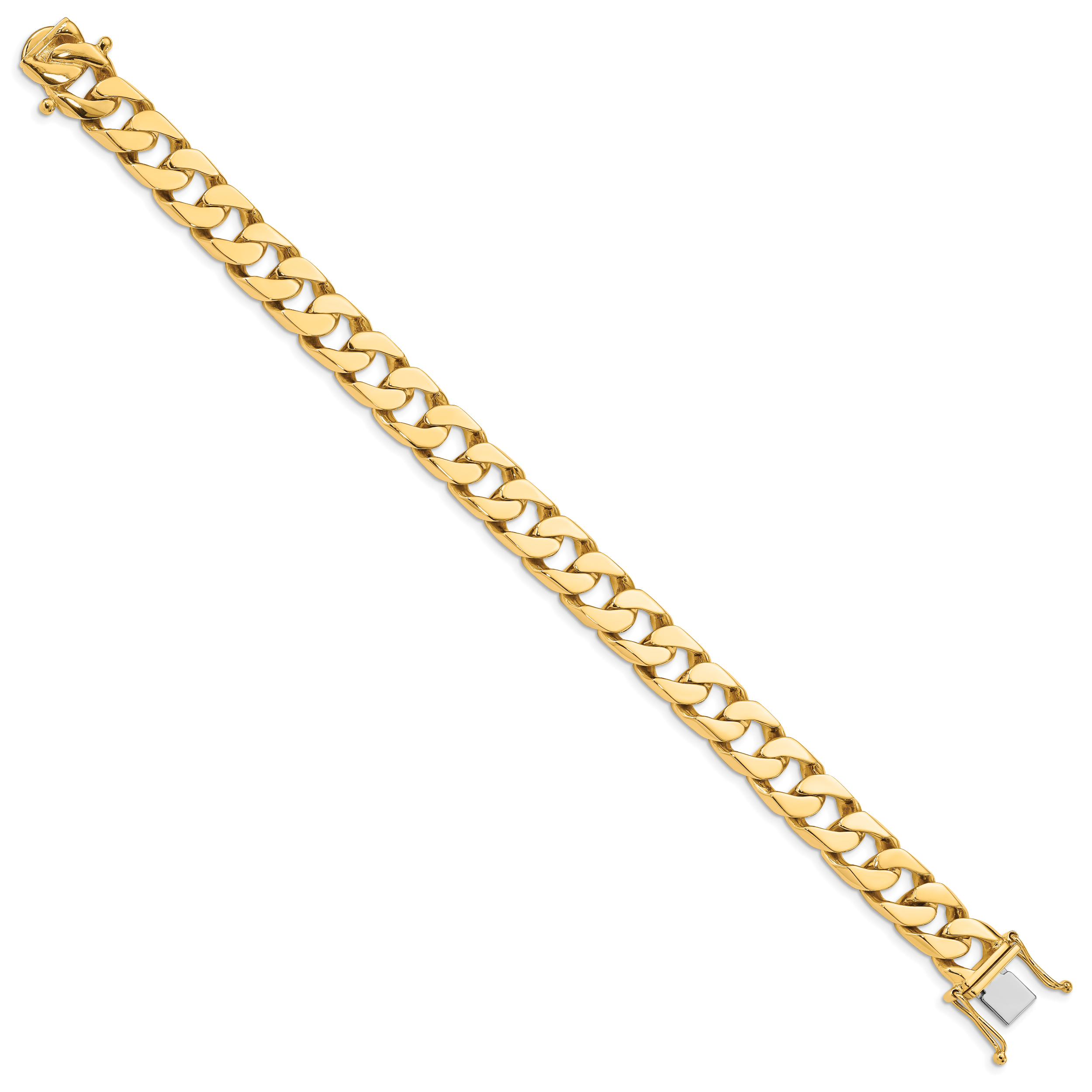 14K 8 inch 10.6mm Hand Polished Flat Beveled Curb Link with Box Catch Clasp Bracelet Secondary image