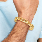 14K 8 inch 12mm Hand Polished Flat Beveled Curb Link with Box Catch Clasp Bracelet