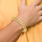 14K 8 inch 10.2mm Hand Polished Fancy Link with Box Catch Bracelet