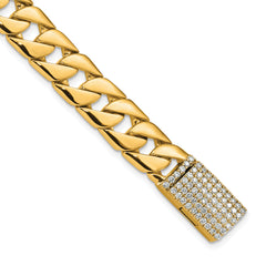 14k 1 1/4 carat Lab Grown Diamond VS+ F+ 8 inch 10.2mm Hand-Polished Fashion Link Bracelet
