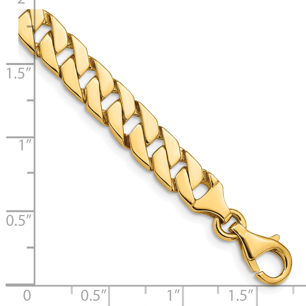 14K 7 inch 7.4mm Hand Polished Fancy Link with Fancy Lobster Clasp Bracelet