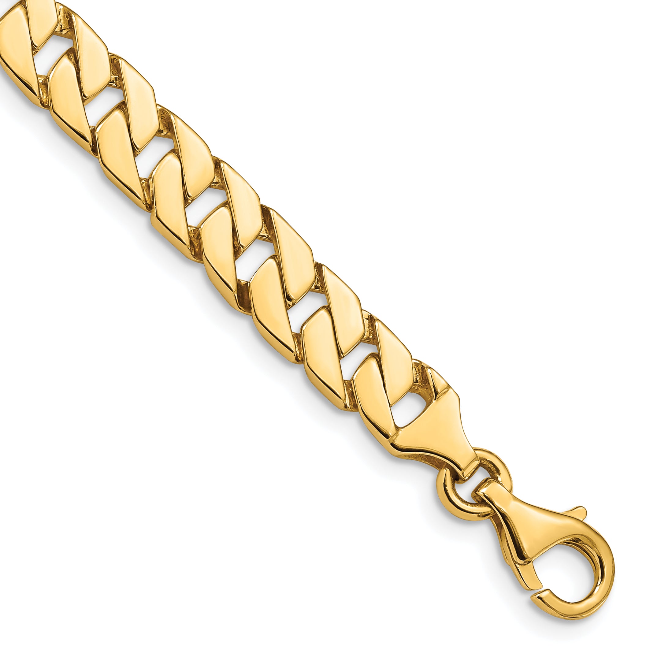 14K 7 inch 7.4mm Hand Polished Fancy Link with Fancy Lobster Clasp Bracelet Main image