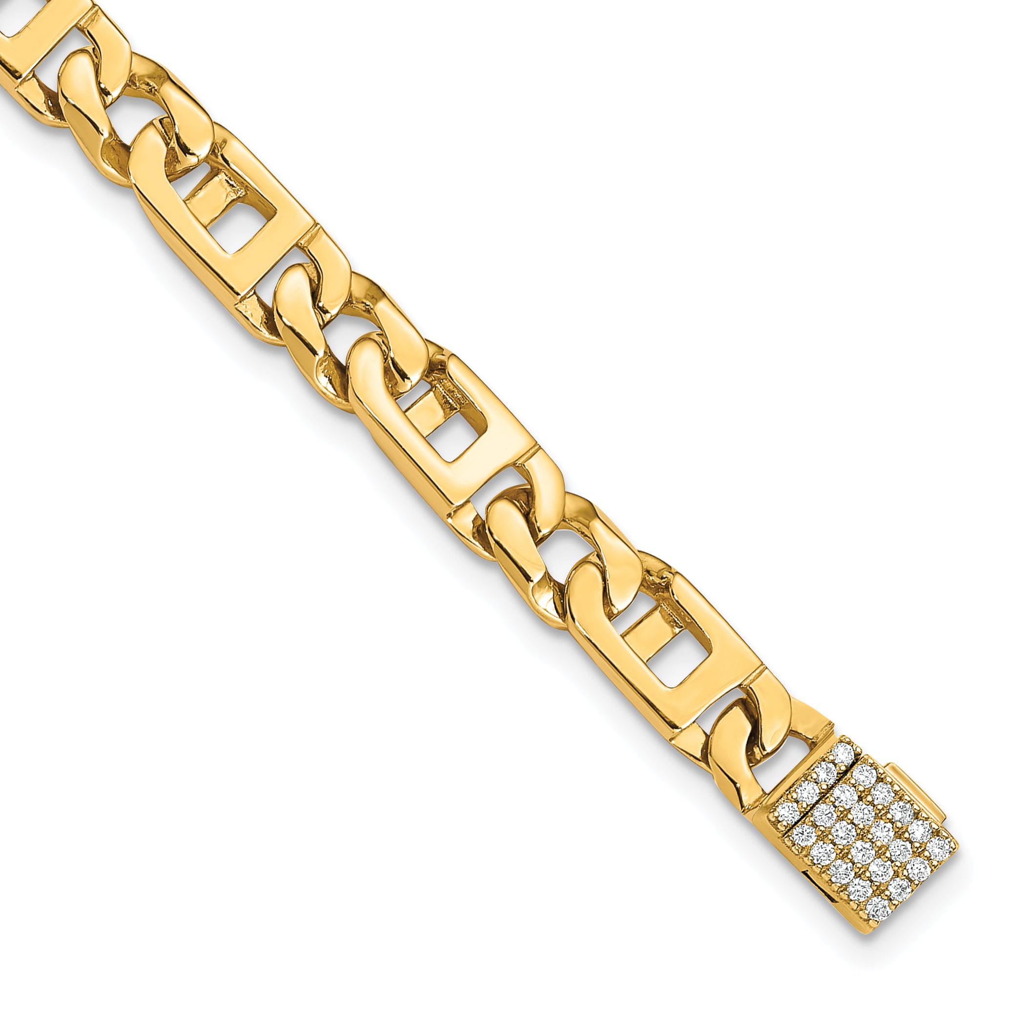 14k 1/3 carat Lab Grown Diamond VS+ F+ 7 inch 5.9mm Hand-Polished Anchor Link Bracelet