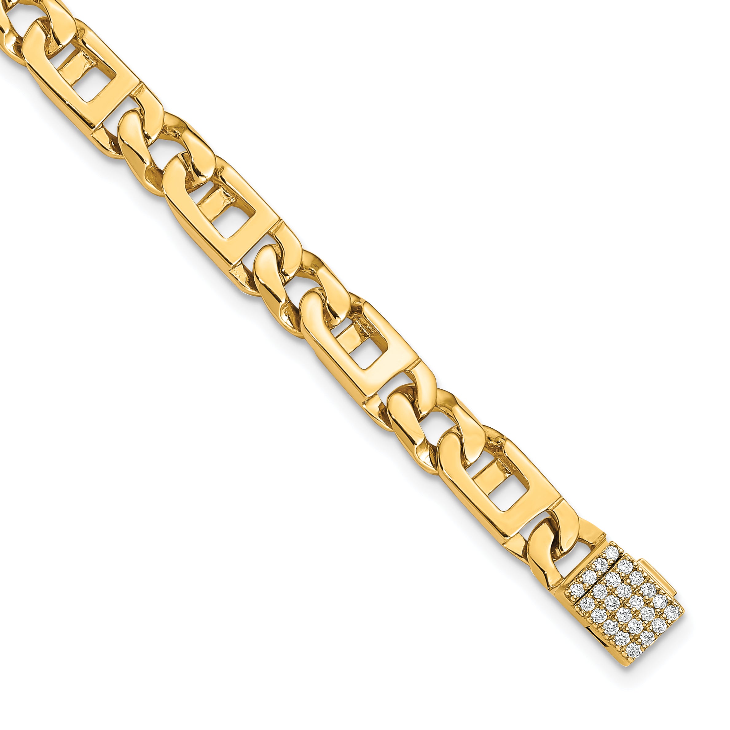 14k 1/3 carat Lab Grown Diamond VS+ F+ 8 inch 5.9mm Hand-Polished Anchor Link Bracelet
