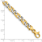 14K Two-tone 5.6mm Hand Polished Fancy Link with Fancy Lobster Clasp Bracelet