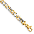 14K Two-tone 5.6mm Hand Polished Fancy Link with Fancy Lobster Clasp Bracelet