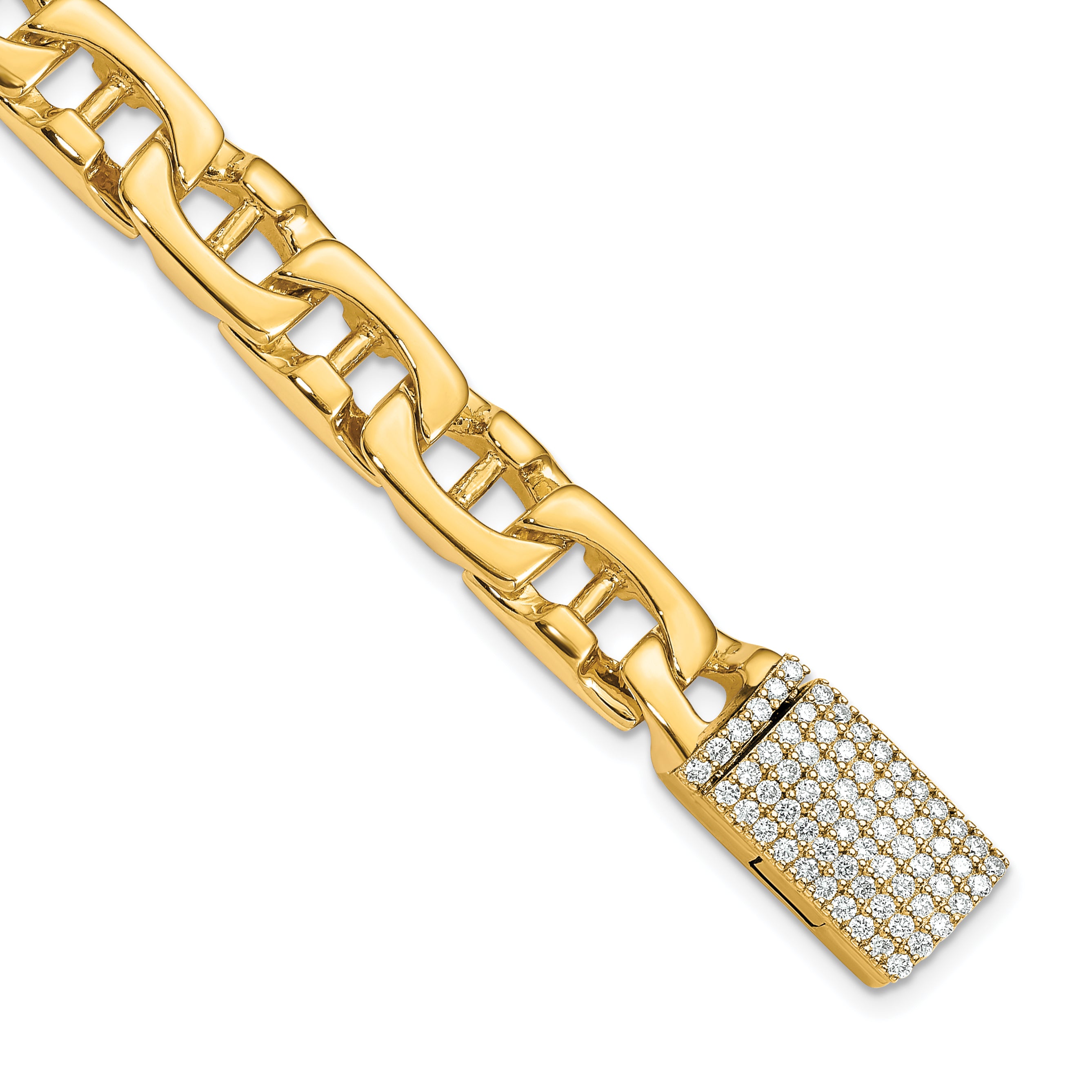 14k 1 1/4 carat Lab Grown Diamond VS+ F+ 8 inch 8.5mm Hand-Polished Anchor Link Bracelet