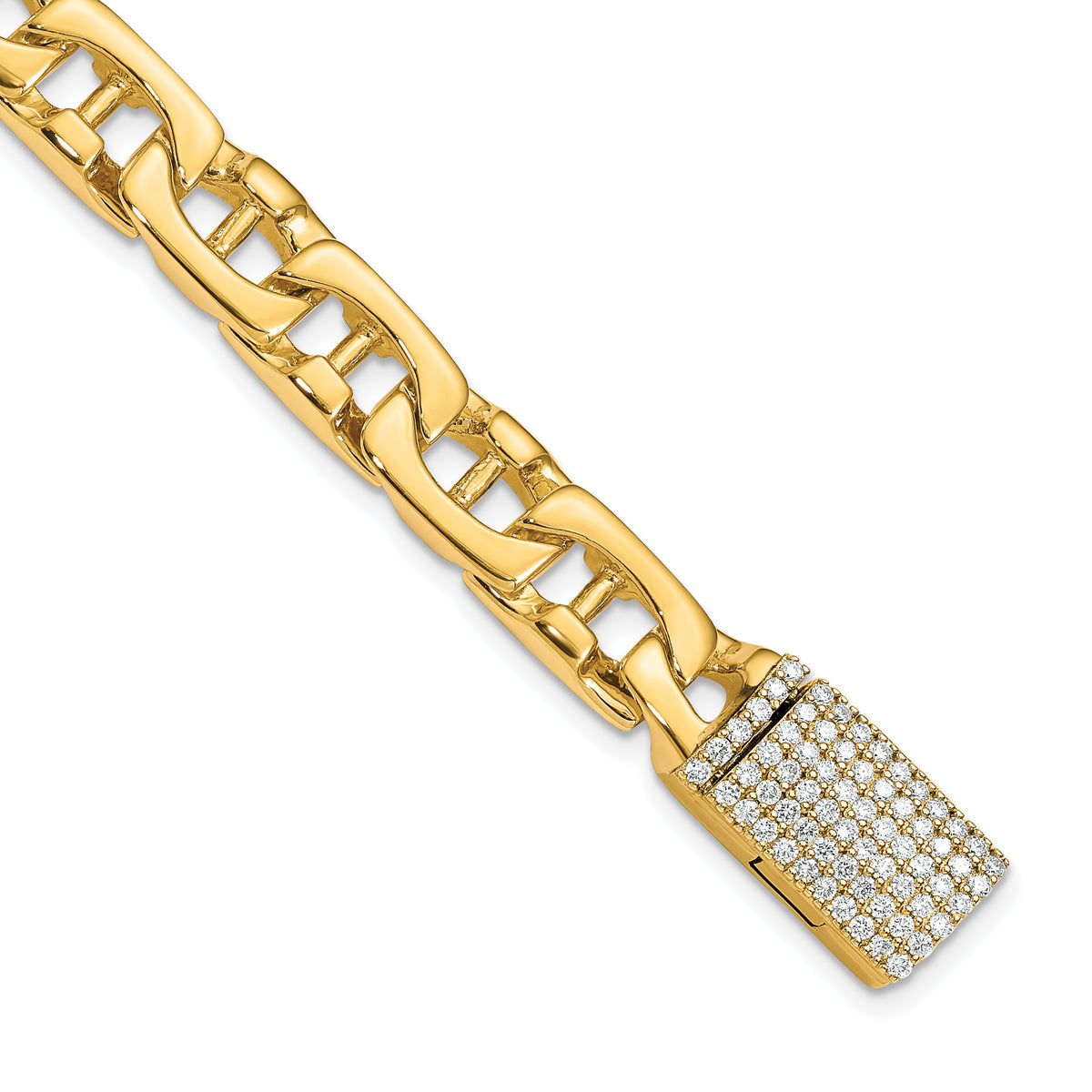 14k 1 1/4 carat Lab Grown Diamond VS+ F+ 8 inch 8.5mm Hand-Polished Anchor Link Bracelet