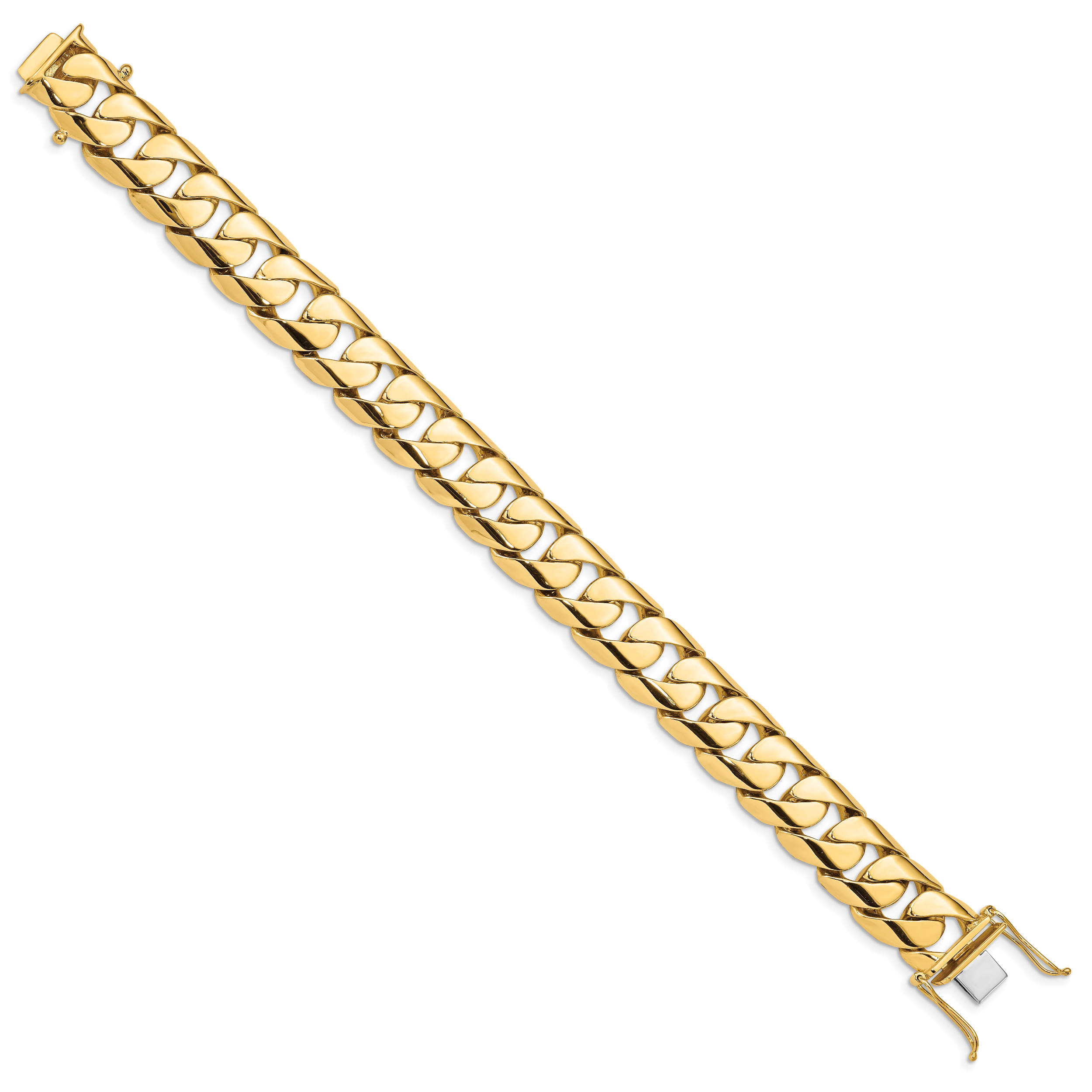14K 9 inch 15.4mm Hand Polished Rounded Curb Link with Box Catch Clasp Bracelet Secondary image