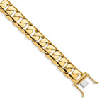 14K 9 inch 15.4mm Hand Polished Rounded Curb Link with Box Catch Clasp Bracelet