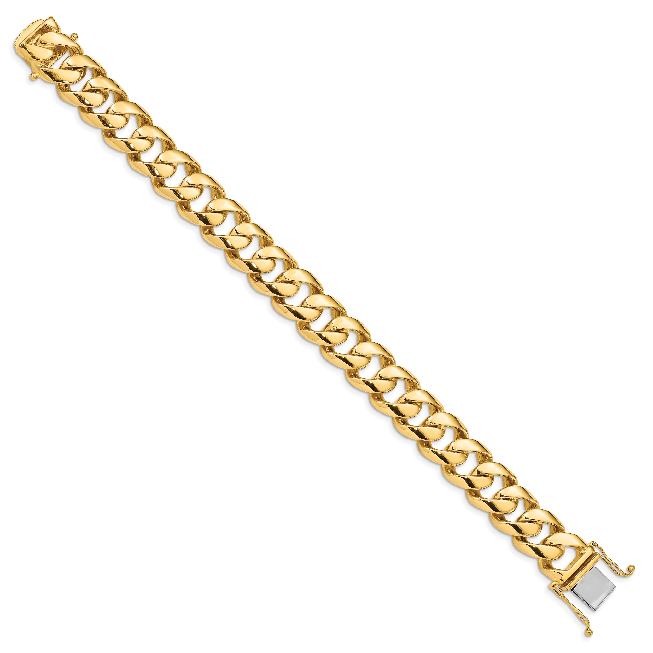 14K 9 inch 16.15mm Hand Polished Fancy Link with Box Catch Clasp Bracelet