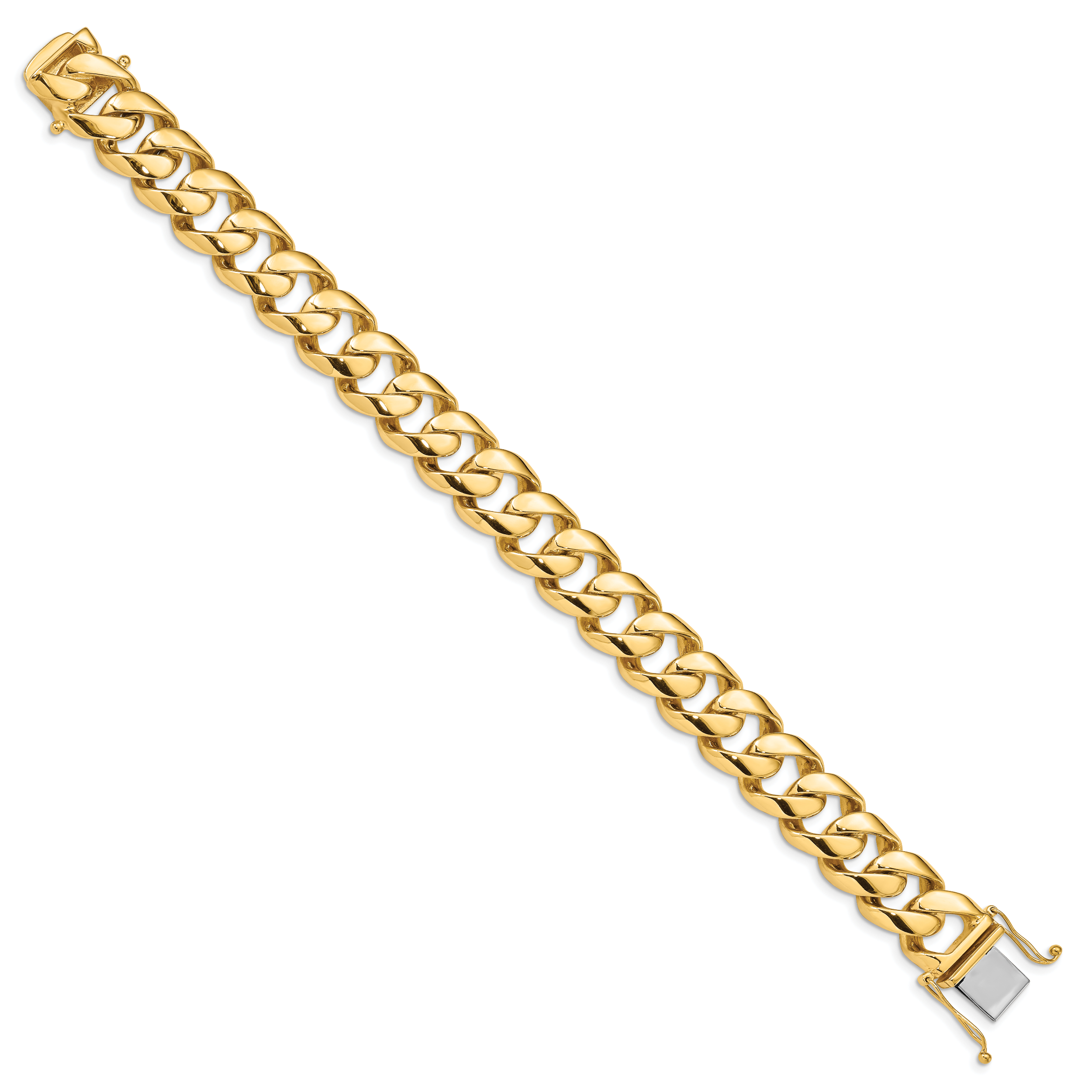 14K 9 inch 16.15mm Hand Polished Fancy Link with Box Catch Clasp Bracelet Secondary image
