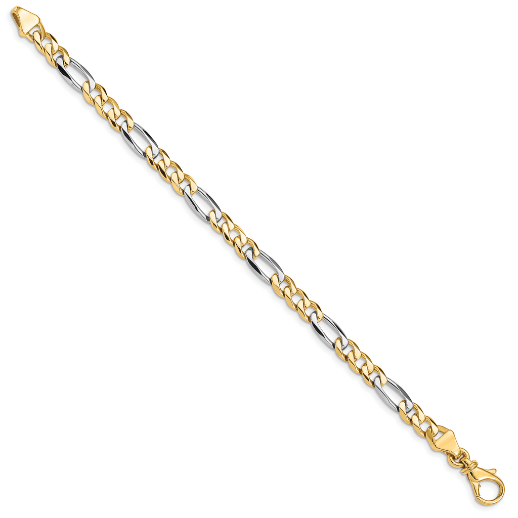 14K Two-tone 7 inch 5.8mm Hand Polished Fancy Link with Fancy Lobster Clasp Bracelet