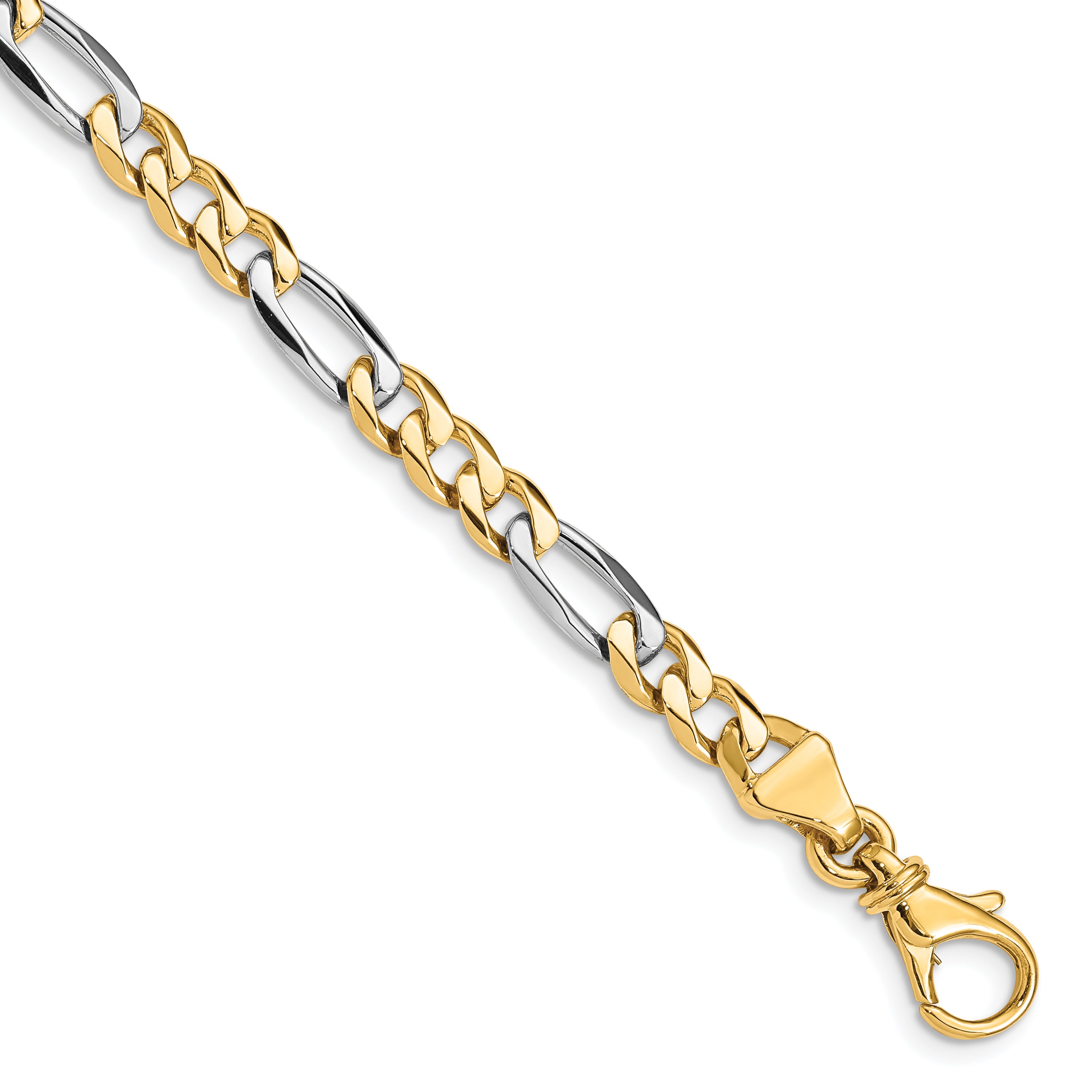 14K Two-tone 8 inch 5.8mm Hand Polished Fancy Link with Fancy Lobster Clasp Bracelet Main image