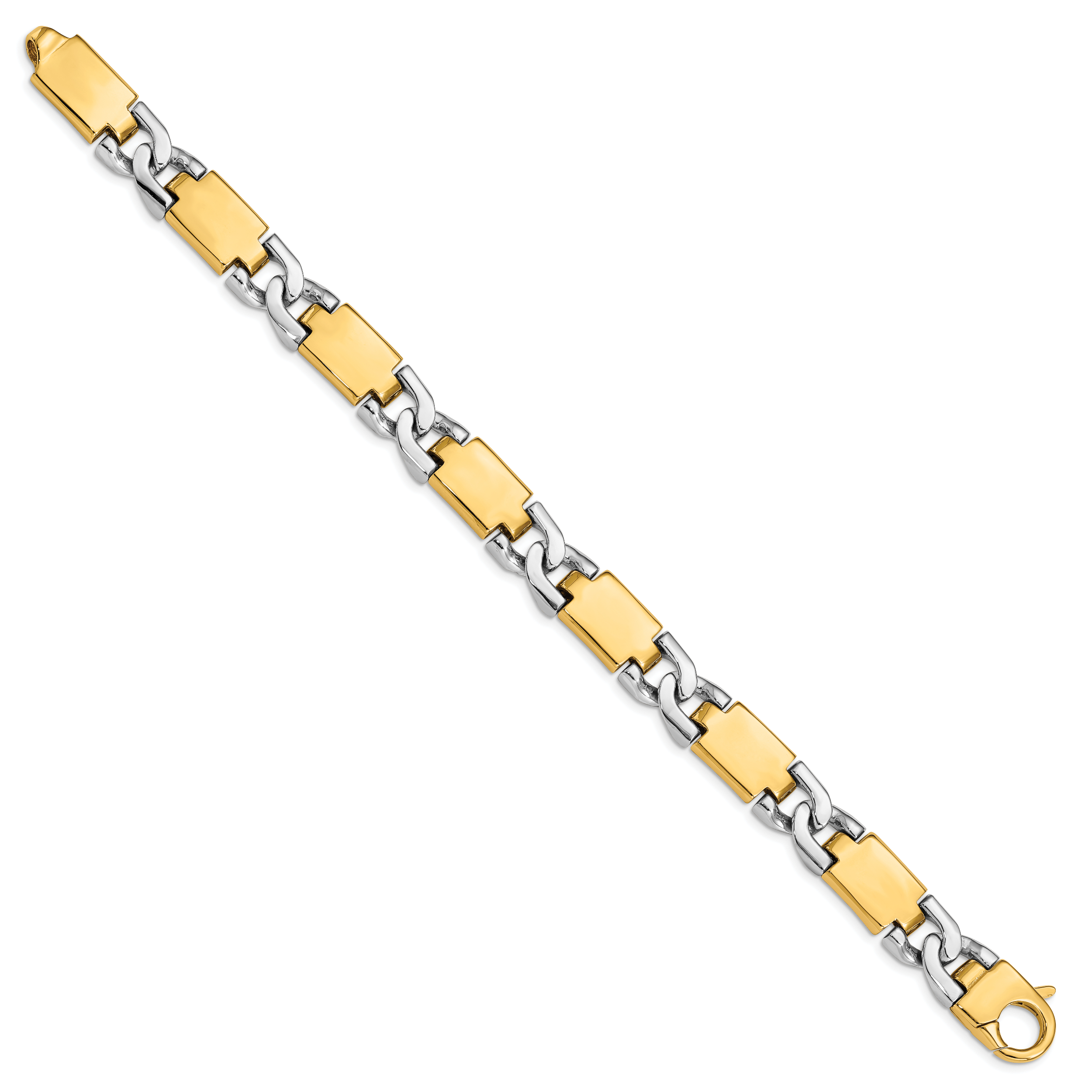 14K Two-tone 9 inch 10.9mm Hand Polished Fancy Link with Fancy  Lobster Clasp Bracelet Secondary image
