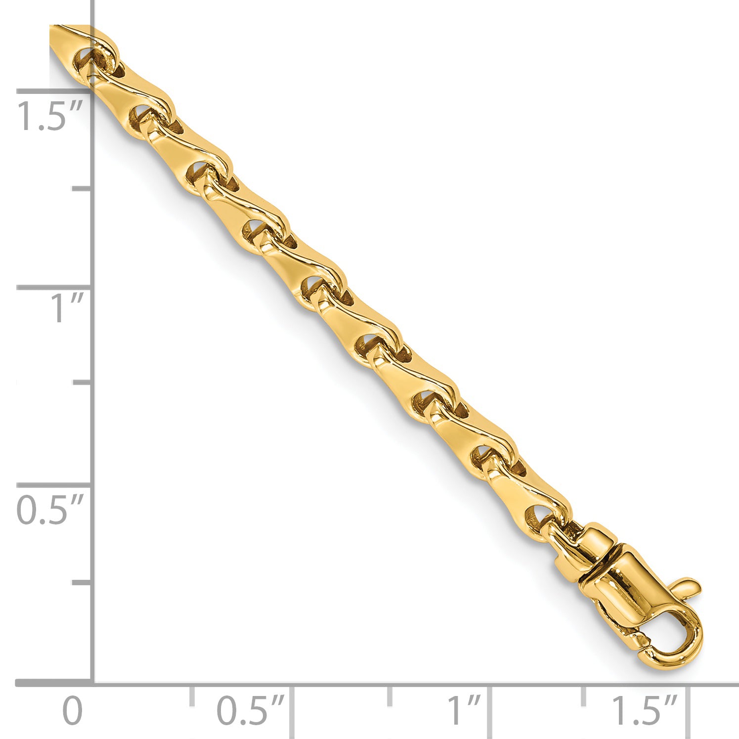 14K 8.25 inch 3.4mm Hand Polished Fancy Link with Lobster Clasp Bracelet Secondary image
