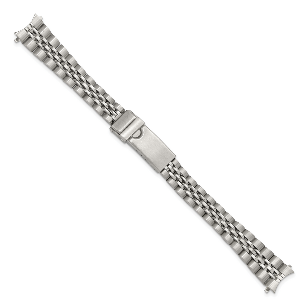 12mm, 14mm and 16mm Stainless Steel Jubilee Style Solid Link with Deployment Buckle 6.5 inch Watch Band