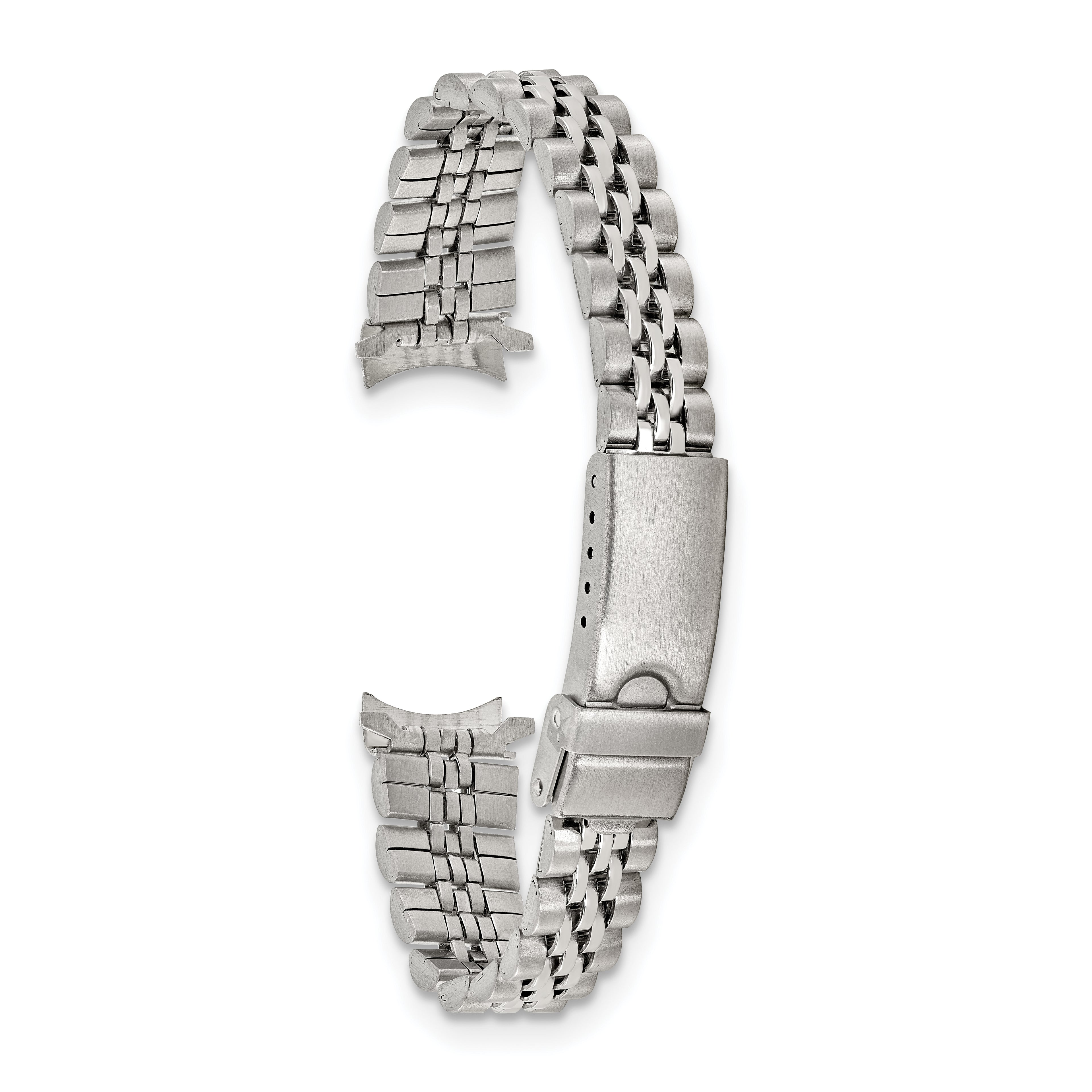 12mm, 14mm and 16mm Stainless Steel Jubilee Style Solid Link with Deployment Buckle 6.5 inch Watch Band