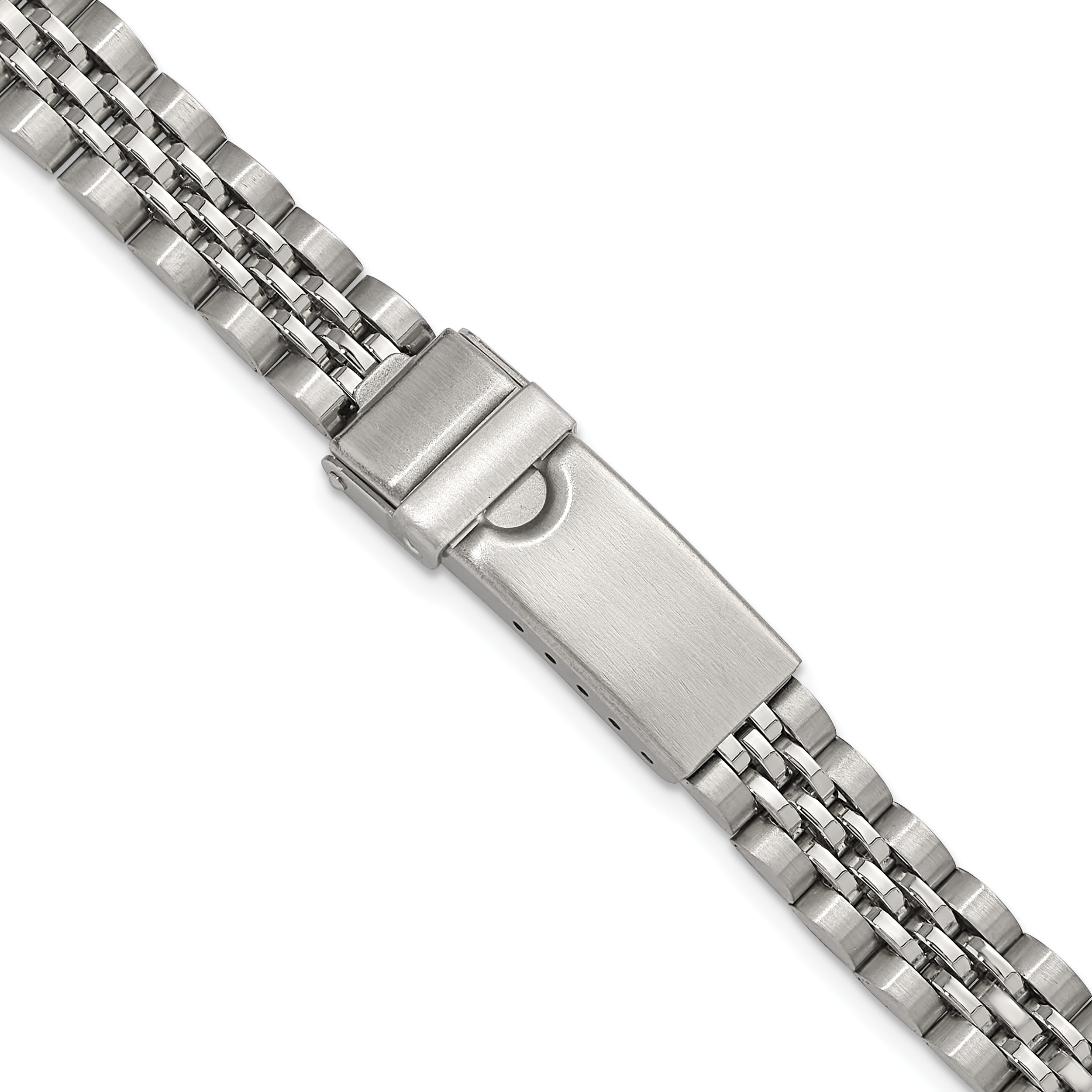 12mm, 14mm and 16mm Stainless Steel Jubilee Style Solid Link with Deployment Buckle 6.5 inch Watch Band Main image