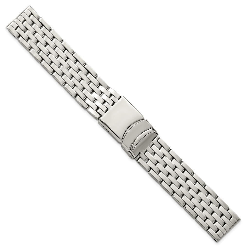 20mm Stainless Steel Breitling Navitimer Style Solid Link with Deployment Buckle 7.5 inch Watch Band
