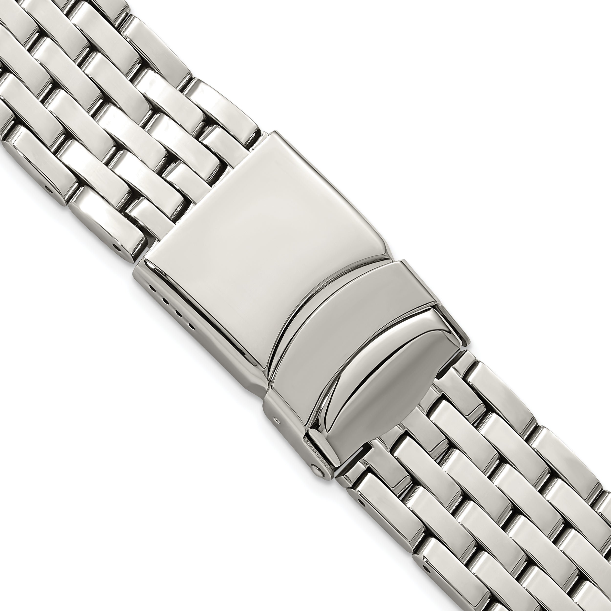 20mm Stainless Steel Breitling Navitimer Style Solid Link with Deployment Buckle 7.5 inch Watch Band Main image