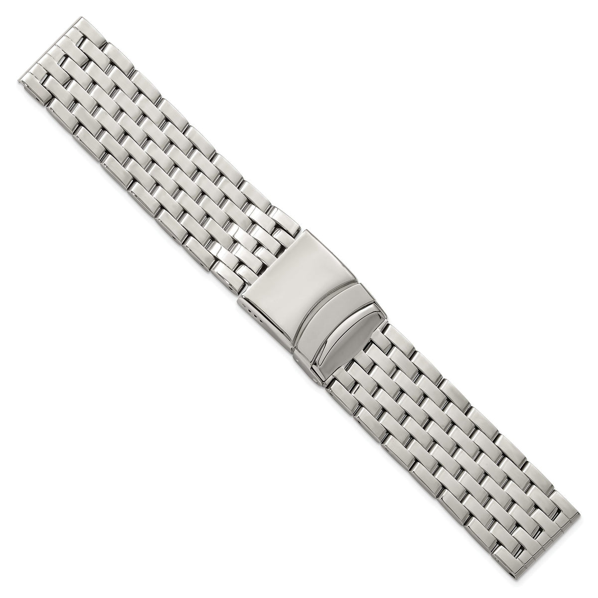 DeBeer 24mm Stainless Steel Breitling Navitimer Style Solid Link with Deployment Buckle 7.5 inch Watch Band